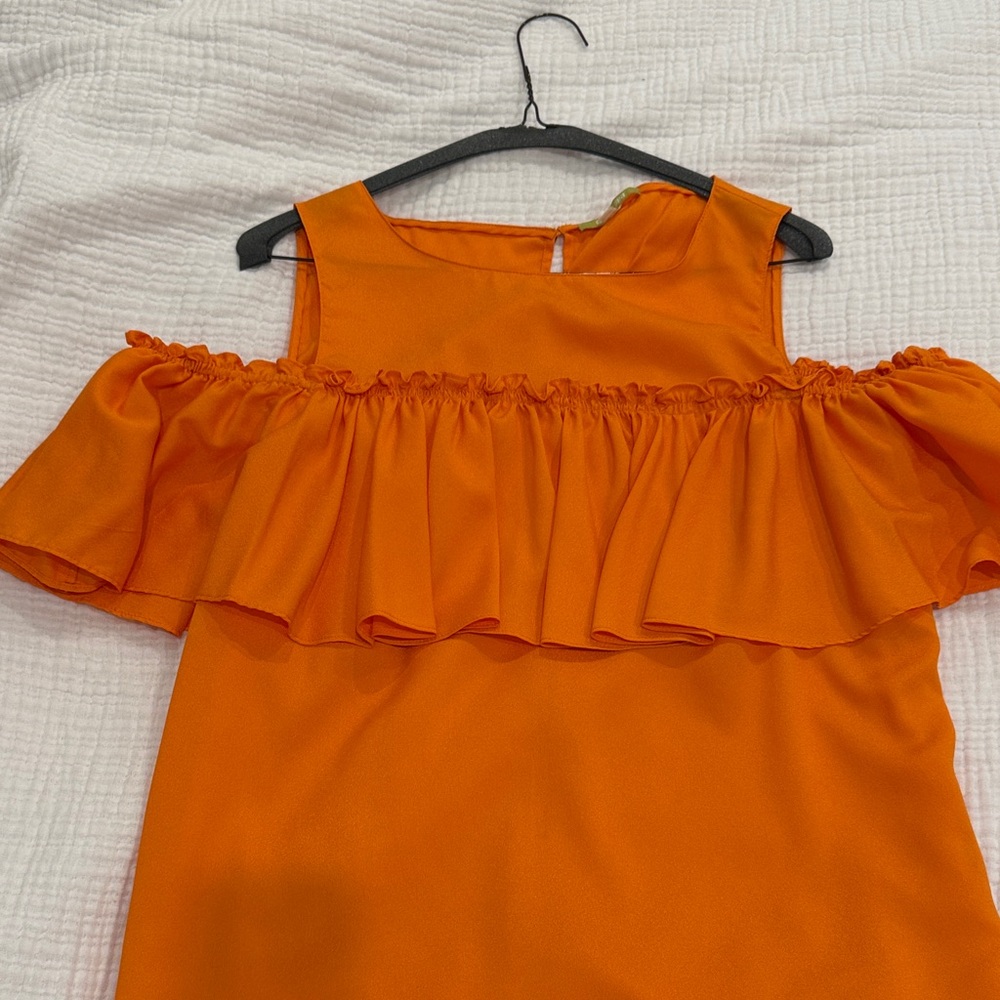 Gianni Bini Orange Off-Shoulder Ruffle Blouse